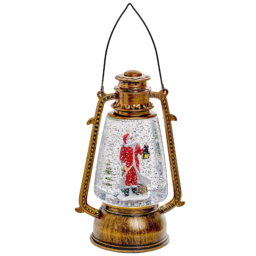 Samuel Alexander Antique Gold Santa Hurricane Lantern Christmas Decoration 24cm - Size: 24 x 14 x 14cm - Wilko