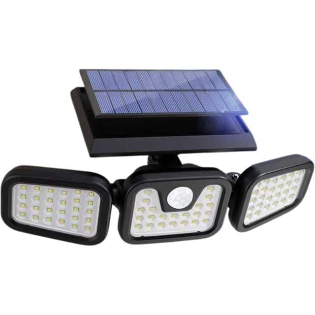 Garden Mile Security Solar LED Light with Motion Sensor 4 Bulbs - Size: 28 x 10 x 15cm - Black - Wilko - image 1