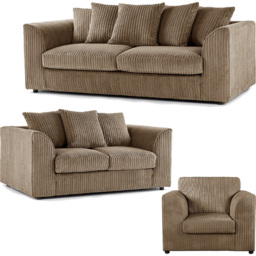 Luxor 6 Seater Coffee Jumbo Cord Scatter Back Sofa Suite - Cream - Wilko - thumbnail 3