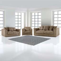 Luxor 6 Seater Coffee Jumbo Cord Scatter Back Sofa Suite - Cream - Wilko - thumbnail 1