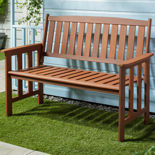 Outdoor Essentials Camillion Brown Bench - Size: 2 Seater - Wilko - image 1
