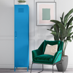 Novogratz Cache Single Door Blue Metal Locker Storage Cabinet - Size: 184 x 38 x 40cm - Wilko