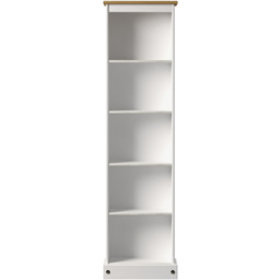 Corona 5 Shelf White Washed Wax Finish Tall Narrow Bookcase - Wilko - thumbnail 3