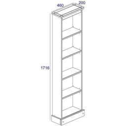Corona 5 Shelf White Washed Wax Finish Tall Narrow Bookcase - Wilko - thumbnail 7