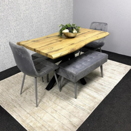 Kosy Koala 6 Seater Velvet Wooden Rectangle Dining Set with Bench Grey - Multi - Wilko - thumbnail 6