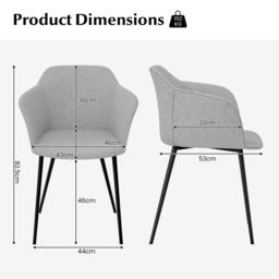 Costway Set of 2 Off White Ergonomic Backrest Dining Chair with Wide Armrest - Cream - Wilko - thumbnail 7