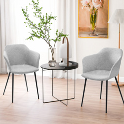 Costway Set of 2 Off White Ergonomic Backrest Dining Chair with Wide Armrest - Cream - Wilko