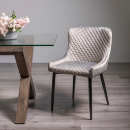 Bentley Designs Cezanne Set of 2 Grey Velvet Dining Chair - Wilko - thumbnail 7