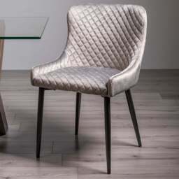 Bentley Designs Cezanne Set of 2 Grey Velvet Dining Chair - Wilko