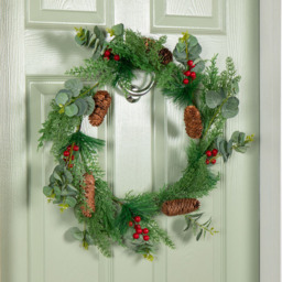 Samuel Alexander Eucalyptus Wreath with Red Berries and Pinecones 50cm - Size: 50 x 50 x 5cm - Red / Green - Wilko - thumbnail 7