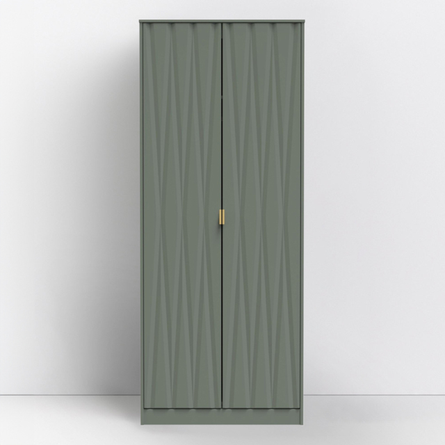 Crowndale Diamond Ready Assembled 2 Door Reed Green Tall Double Wardrobe - Wilko - image 1