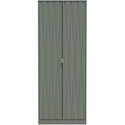 Crowndale Diamond Ready Assembled 2 Door Reed Green Tall Double Wardrobe - Wilko - thumbnail 4