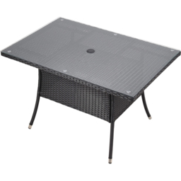 Living and Home Garden Rattan Rectangular Table with Parasol Hole - Size: 72 x 150 x 90cm - Black - Wilko - thumbnail 3