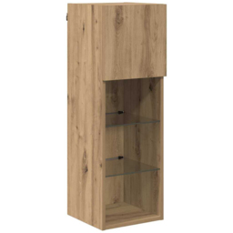 vidaXL Single Door 3 Shelf Artisan Oak Wall Mounted LED TV Unit - Size: 152.5 x 64 x 35cm - Brown - Wilko - thumbnail 5