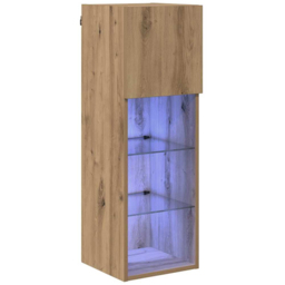 vidaXL Single Door 3 Shelf Artisan Oak Wall Mounted LED TV Unit - Size: 152.5 x 64 x 35cm - Brown - Wilko - thumbnail 3