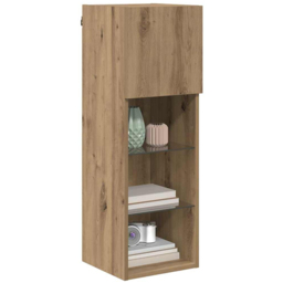vidaXL Single Door 3 Shelf Artisan Oak Wall Mounted LED TV Unit - Size: 152.5 x 64 x 35cm - Brown - Wilko - thumbnail 4