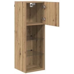 vidaXL Single Door 3 Shelf Artisan Oak Wall Mounted LED TV Unit - Size: 152.5 x 64 x 35cm - Brown - Wilko - thumbnail 6