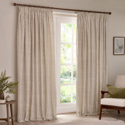 Yard Hebden Cream Striped Cotton Pencil Pleat Curtains 117 x 183cm - Size: 183 x 117 x 1cm - Wilko