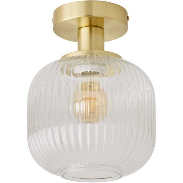 ValueLights Calpe Clear Shade Gold Stem LED Flush Ceiling Light - Size: 28 x 28 x 28cm - Wilko - image 1