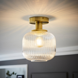 ValueLights Calpe Clear Shade Gold Stem LED Flush Ceiling Light - Size: 28 x 28 x 28cm - Wilko - thumbnail 3