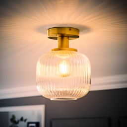 ValueLights Calpe Clear Shade Gold Stem LED Flush Ceiling Light - Size: 28 x 28 x 28cm - Wilko - thumbnail 7