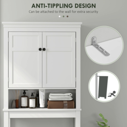 HOMCOM 2 Door Single Shelf Freestanding Over Toilet Storage Cabinet - Size: 175 x 20 x 70cm - White - Wilko - thumbnail 7