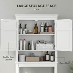 HOMCOM 2 Door Single Shelf Freestanding Over Toilet Storage Cabinet - Size: 175 x 20 x 70cm - White - Wilko - thumbnail 6