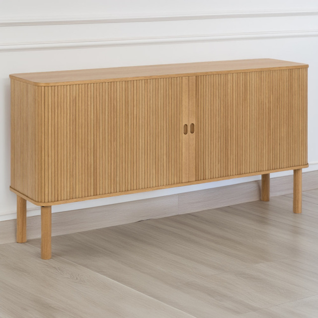 Florence Langley 4 Shelf Oak Sideboard with Sliding Door - Brown - Furniture To Go - Wilko - image 1