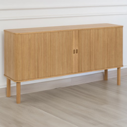 Florence Langley 4 Shelf Oak Sideboard with Sliding Door - Brown - Furniture To Go - Wilko - thumbnail 1