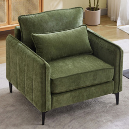 Living and Home Green Fleece Fabric Armchair with Cushions - Size: 83 x 80 x 79cm - Wilko