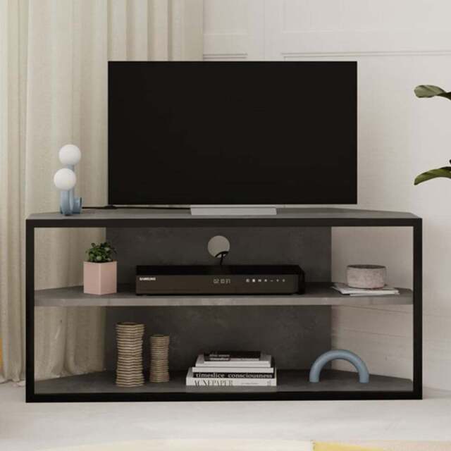 Decortie Echo 2 Shelf Retro Grey Metal Frame Modern TV Unit - Size: 45 x 98 x 37cm - Wilko - image 1
