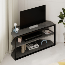 Decortie Echo 2 Shelf Retro Grey Metal Frame Modern TV Unit - Size: 45 x 98 x 37cm - Wilko - thumbnail 4