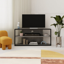Decortie Echo 2 Shelf Retro Grey Metal Frame Modern TV Unit - Size: 45 x 98 x 37cm - Wilko - thumbnail 5