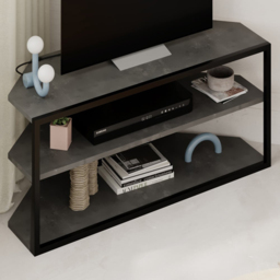 Decortie Echo 2 Shelf Retro Grey Metal Frame Modern TV Unit - Size: 45 x 98 x 37cm - Wilko - thumbnail 6