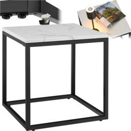 tectake Alysia Black and White Marble Top Square Side Table - Size: 47.5 x 45 x 45cm - Wilko - thumbnail 3