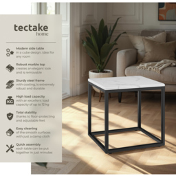 tectake Alysia Black and White Marble Top Square Side Table - Size: 47.5 x 45 x 45cm - Wilko - thumbnail 7