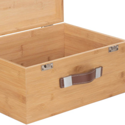 Red Hamper Large Bamboo Storage Box - Size: 30 x 40 x 19cm - Brown - Wilko - thumbnail 3
