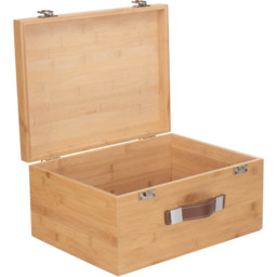 Red Hamper Large Bamboo Storage Box - Size: 30 x 40 x 19cm - Brown - Wilko