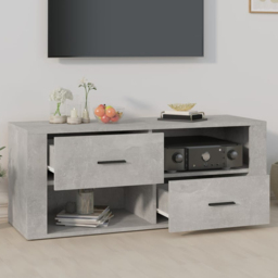 vidaXL 2 Drawer 2 Shelf Concrete Grey TV Cabinet - Size: 40 x 100 x 35cm - Wilko