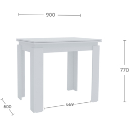 Shefa Family 4 Seater 90-120cm Extendable Dining Table White - Wilko - thumbnail 5