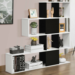 Costway 4 Shelf Black and White Bookcase - Multi - Wilko - thumbnail 1