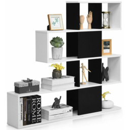 Costway 4 Shelf Black and White Bookcase - Multi - Wilko - thumbnail 4