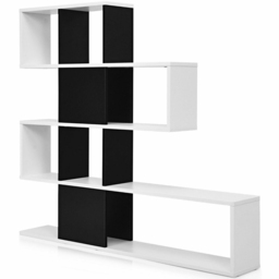 Costway 4 Shelf Black and White Bookcase - Multi - Wilko - thumbnail 3