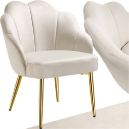 tectake Hellen Cream and Gold Shell Shaped Velvet Accent Chair - Size: Single - Wilko - thumbnail 3