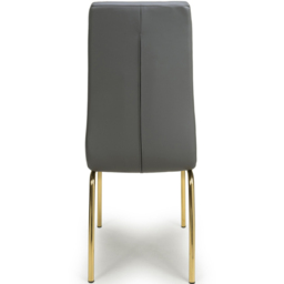 Shankar Jenner Set of 2 Grey and Gold Leather Effect Dining Chair - Wilko - thumbnail 5