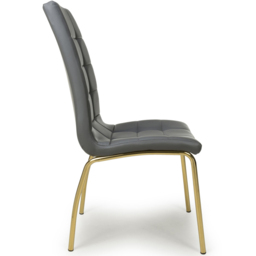 Shankar Jenner Set of 2 Grey and Gold Leather Effect Dining Chair - Wilko - thumbnail 6