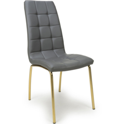 Shankar Jenner Set of 2 Grey and Gold Leather Effect Dining Chair - Wilko - thumbnail 4