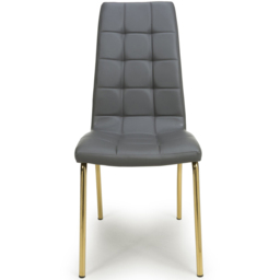 Shankar Jenner Set of 2 Grey and Gold Leather Effect Dining Chair - Wilko - thumbnail 3