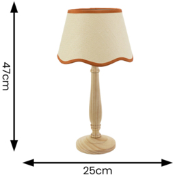 ValueLights Victoria Linen Scallop Rust Edge Shade Light Wood Table Lamp - Cream - Wilko - thumbnail 7