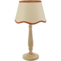 ValueLights Victoria Linen Scallop Rust Edge Shade Light Wood Table Lamp - Cream - Wilko